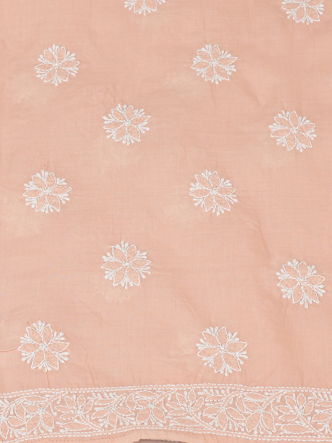 Ada Hand Embroidered Peach Cotton Lucknowi Chikankari Unstitched Suit Piece 01A782883