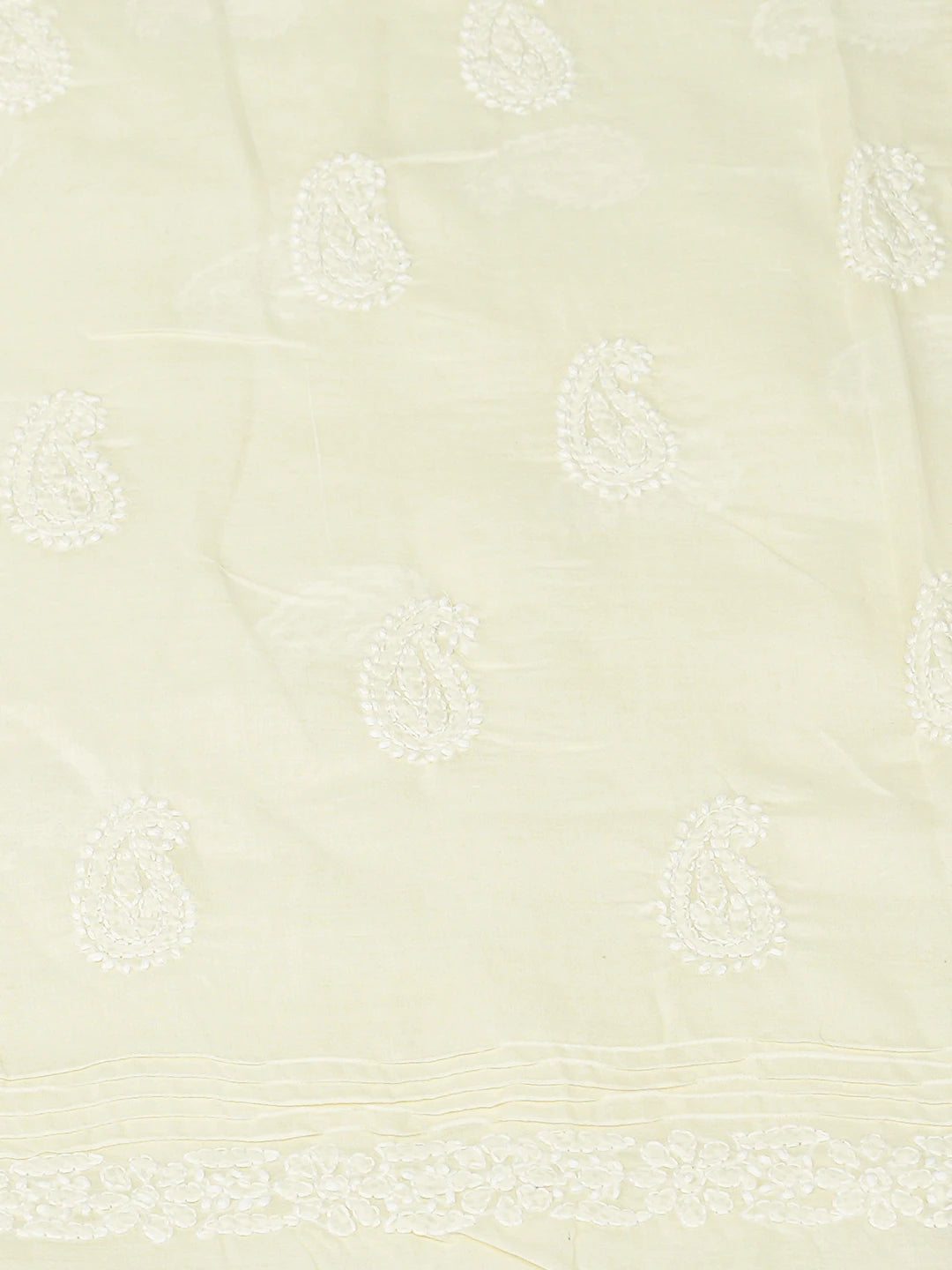 Ada Hand Embroidered Lemon Cotton Lucknowi Chikankari Unstitched Suit Piece With Mukaish Work 01A735959
