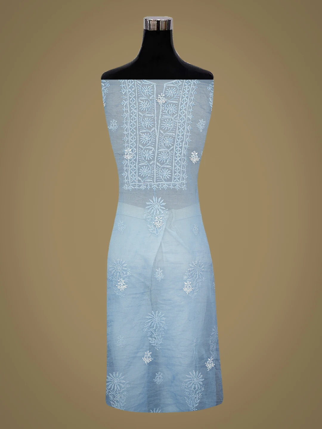 Ada Hand Embroidered Blue Organza Lucknowi Chikankari Unstitched Kurta Dupatta Set With Sequinned Work 01A707873