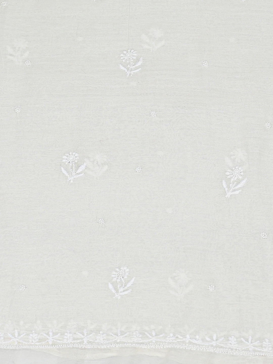 Ada Hand Embroidered White Chanderi Lucknowi Chikankari Unstitched Kurta Dupatta Set With Pearl Work 01A737816