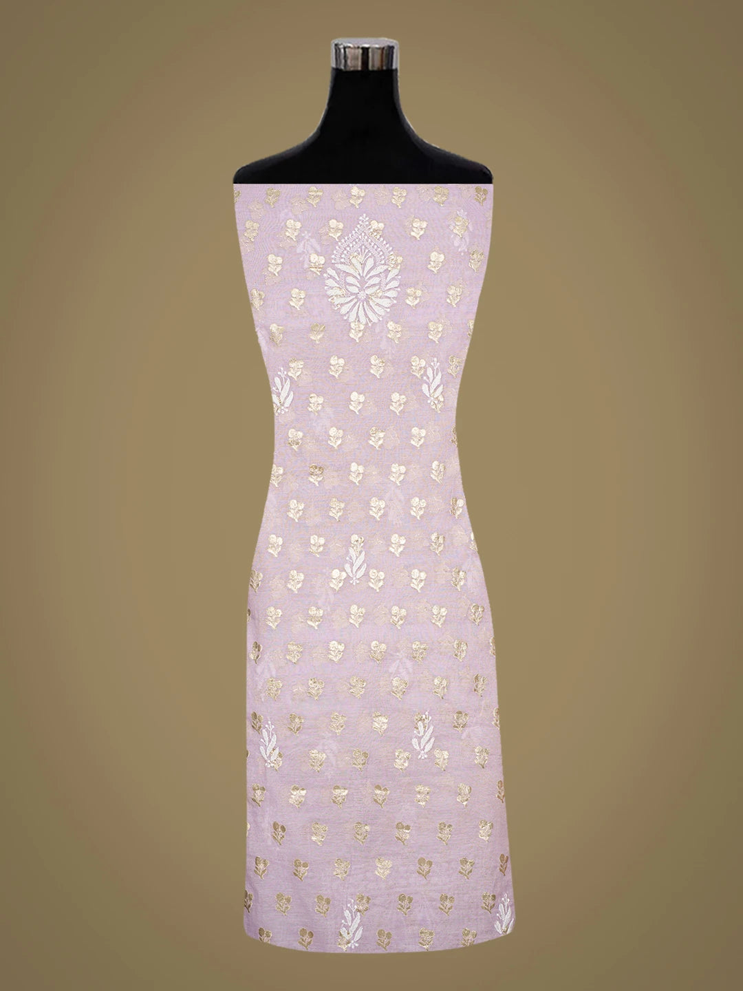 Ada Hand Embroidered Mauve Chanderi Lucknowi Chikankari Unstitched Kurta Dupatta Set 01A722396