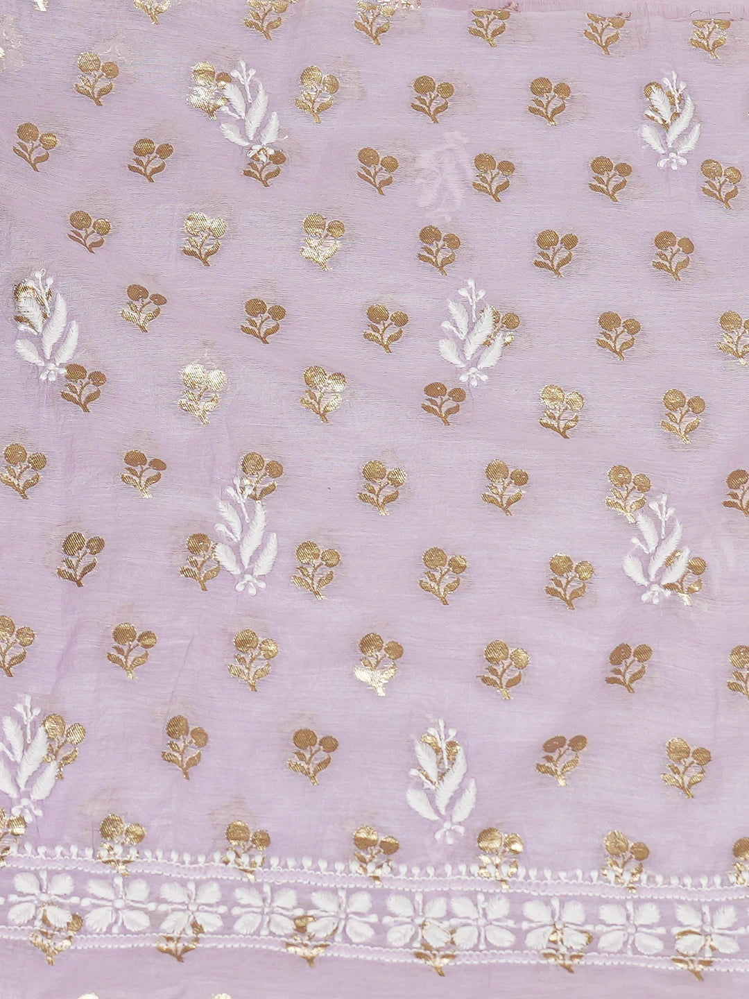 Ada Hand Embroidered Mauve Chanderi Lucknowi Chikankari Unstitched Kurta Dupatta Set 01A722396