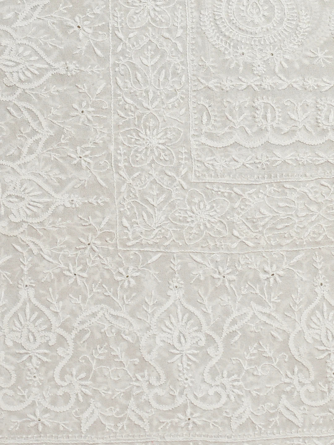 Ada Hand Embroidered White Pure Georgette Lucknowi Chikankari Saree and Blouse 01A685387