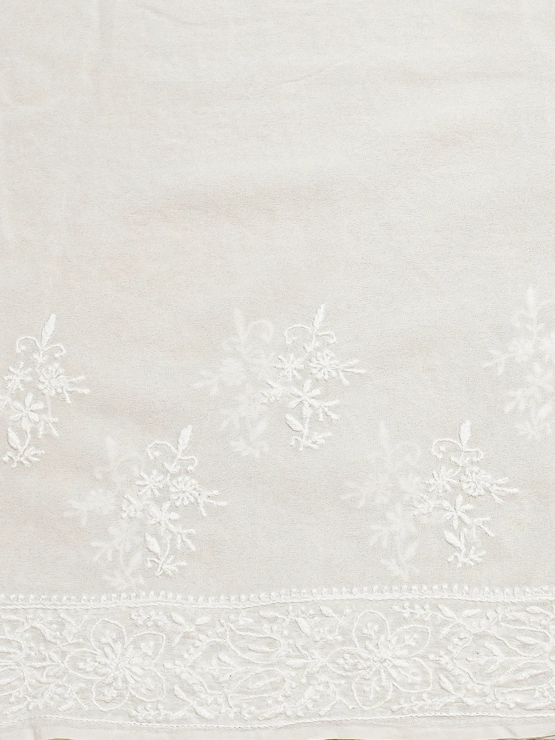 Ada Hand Embroidered White Pure Georgette Lucknowi Chikankari Saree and Blouse 01A685387
