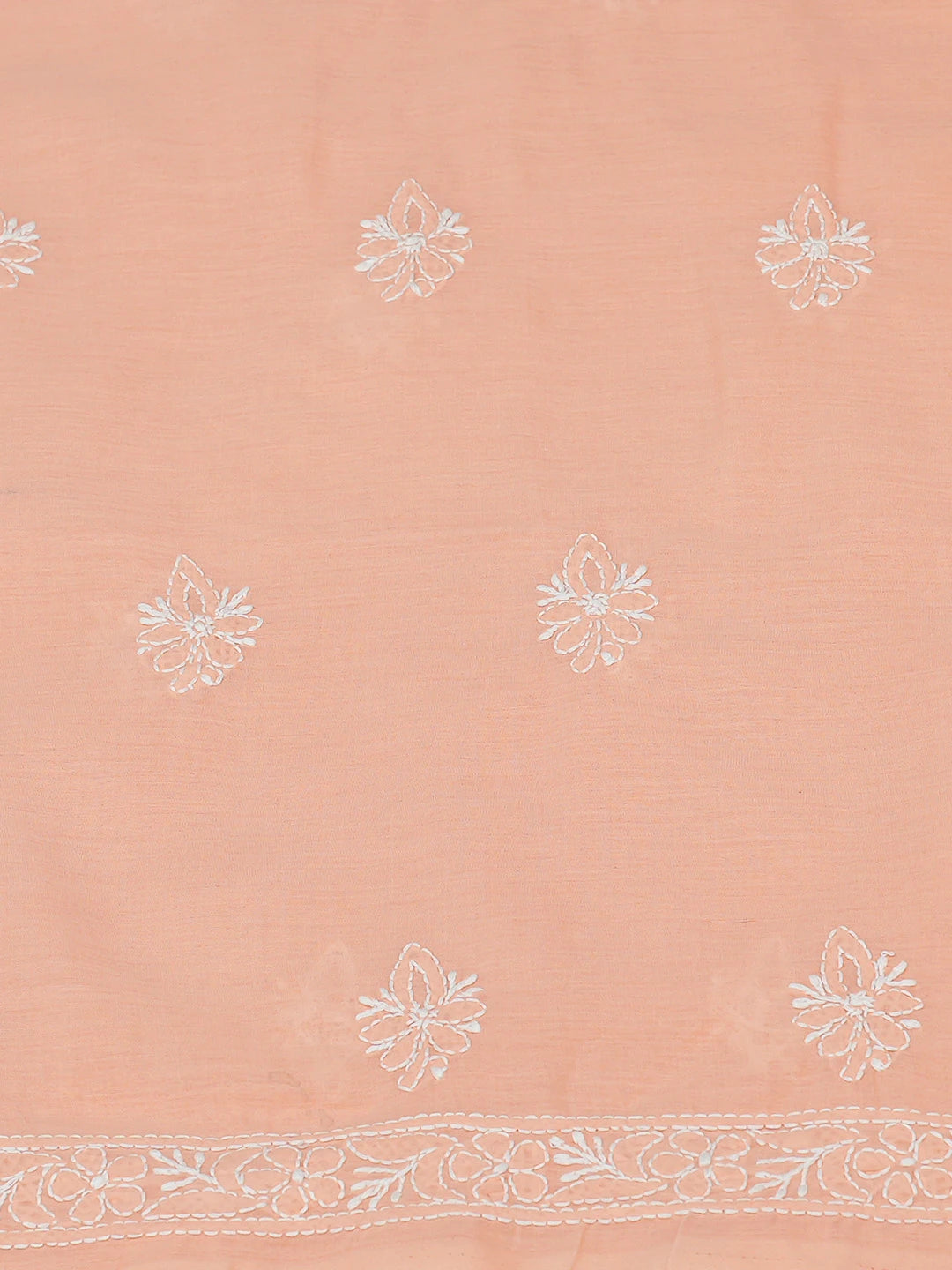 Ada Hand Embroidered Peach Cotton Lucknowi Chikankari Unstitched Suit Piece With Parsi Work 01A779672