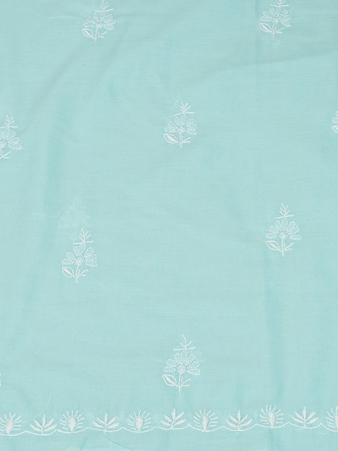 Ada Hand Embroidered Sky Blue Cotton Lucknowi Chikankari Unstitched Suit Piece 01A762947