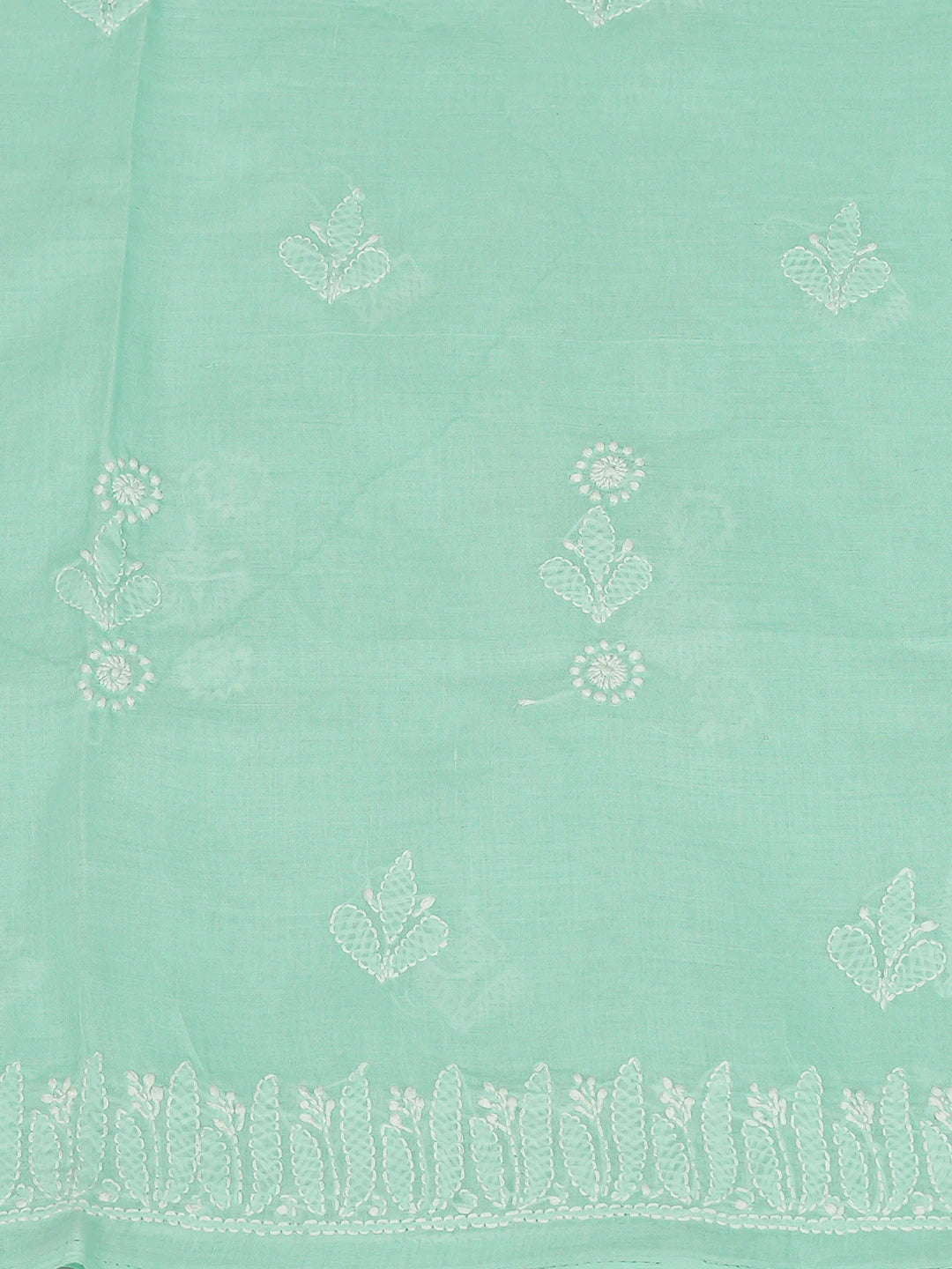 Ada Hand Embroidered Sea Green Cotton Lucknowi Chikankari Unstitched Suit Piece 01A779727