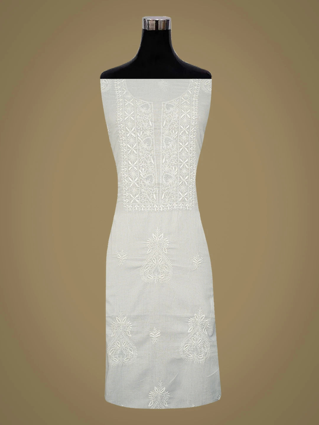 Ada Hand Embroidered Grey Cotton Lucknowi Chikankari Unstitched Suit Piece 01A773701