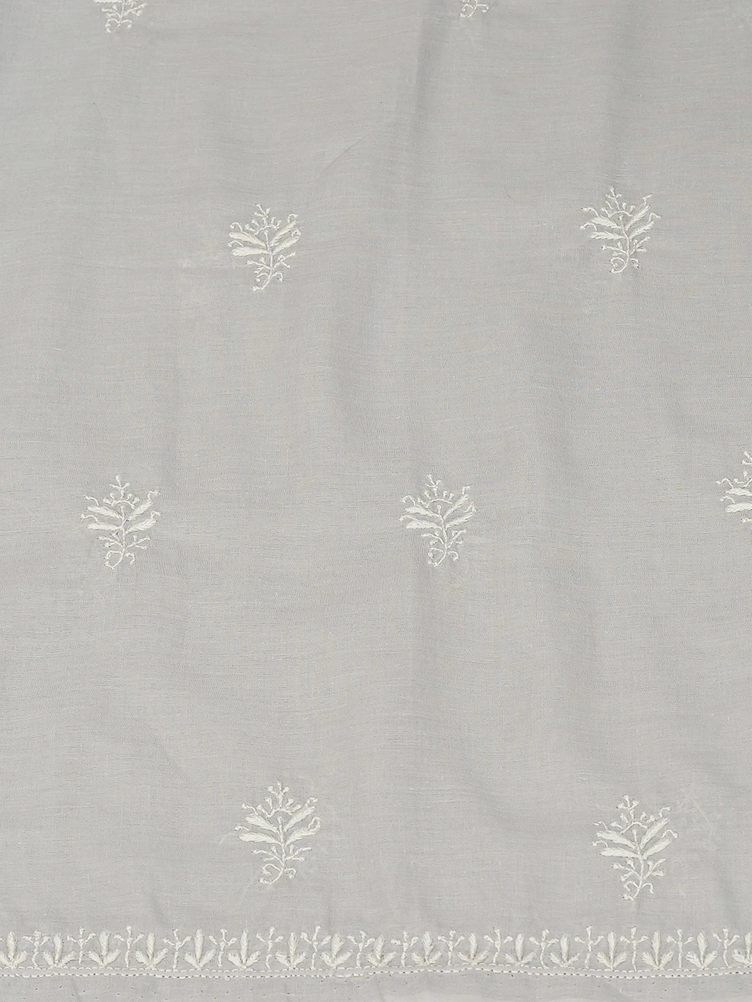 Ada Hand Embroidered Grey Cotton Lucknowi Chikankari Unstitched Suit Piece 01A773701
