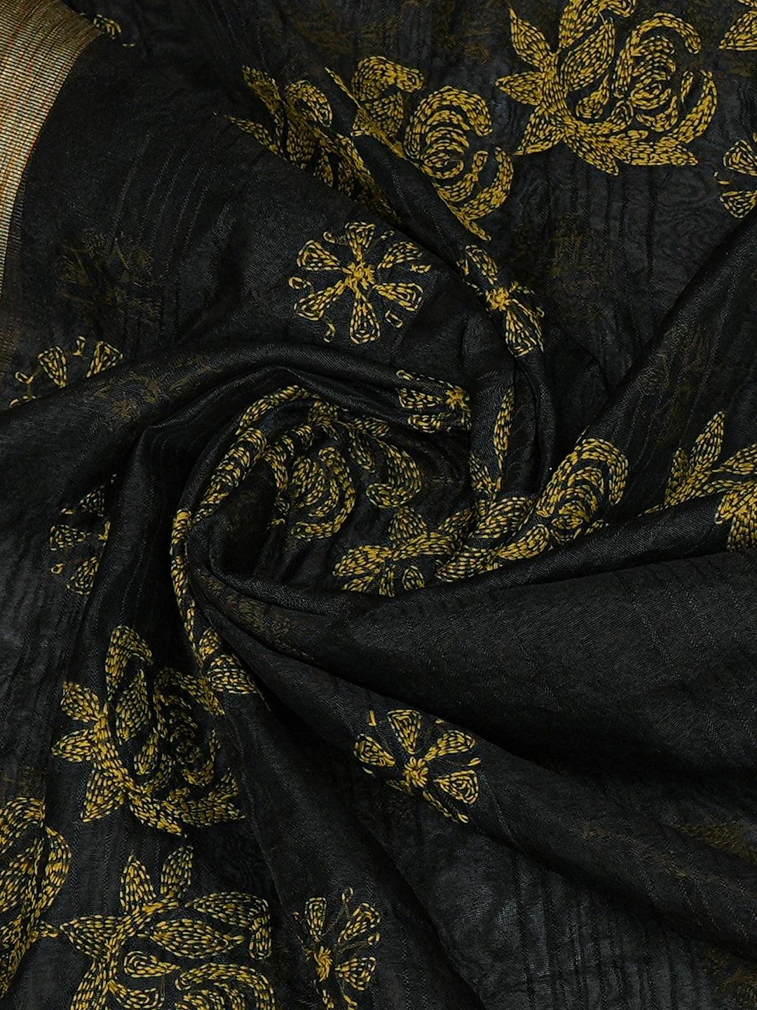 Ada Hand Embroidered Black Chanderi Lucknowi Chikankari Dupatta 01A774297