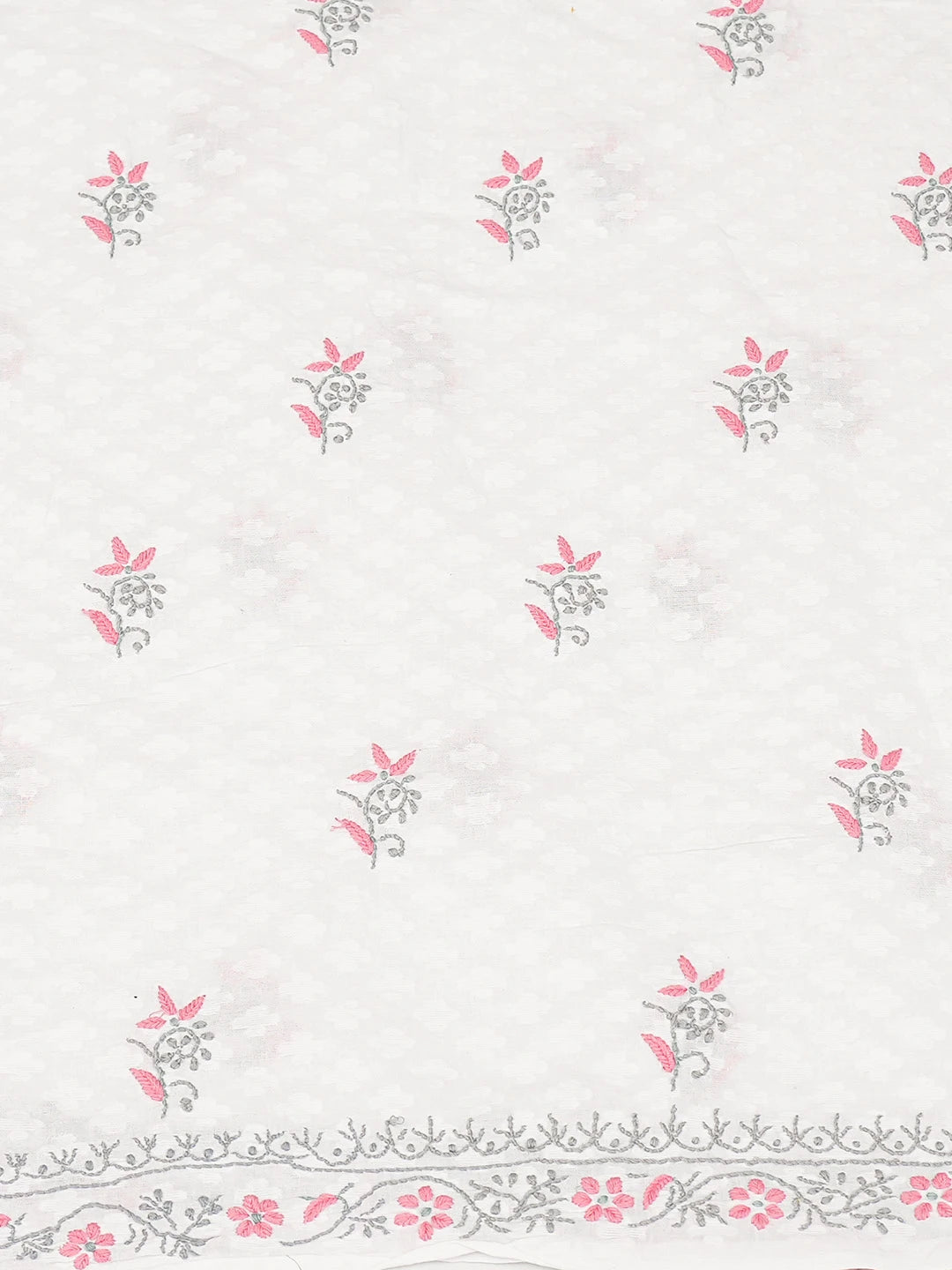 Ada Hand Embroidered White Cotton Lucknowi Chikankari Unstitched Suit Piece 01A765045