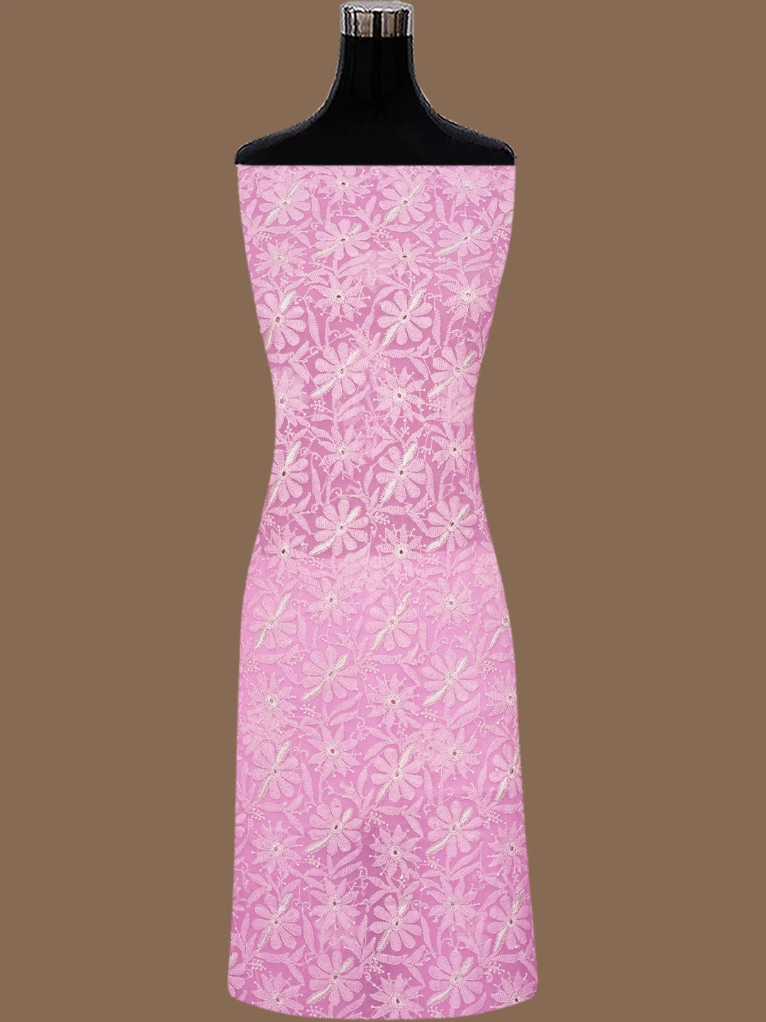 Ada Hand Embroidered Pink Georgette Lucknowi Chikankari Unstitched Suit Piece 01A780077