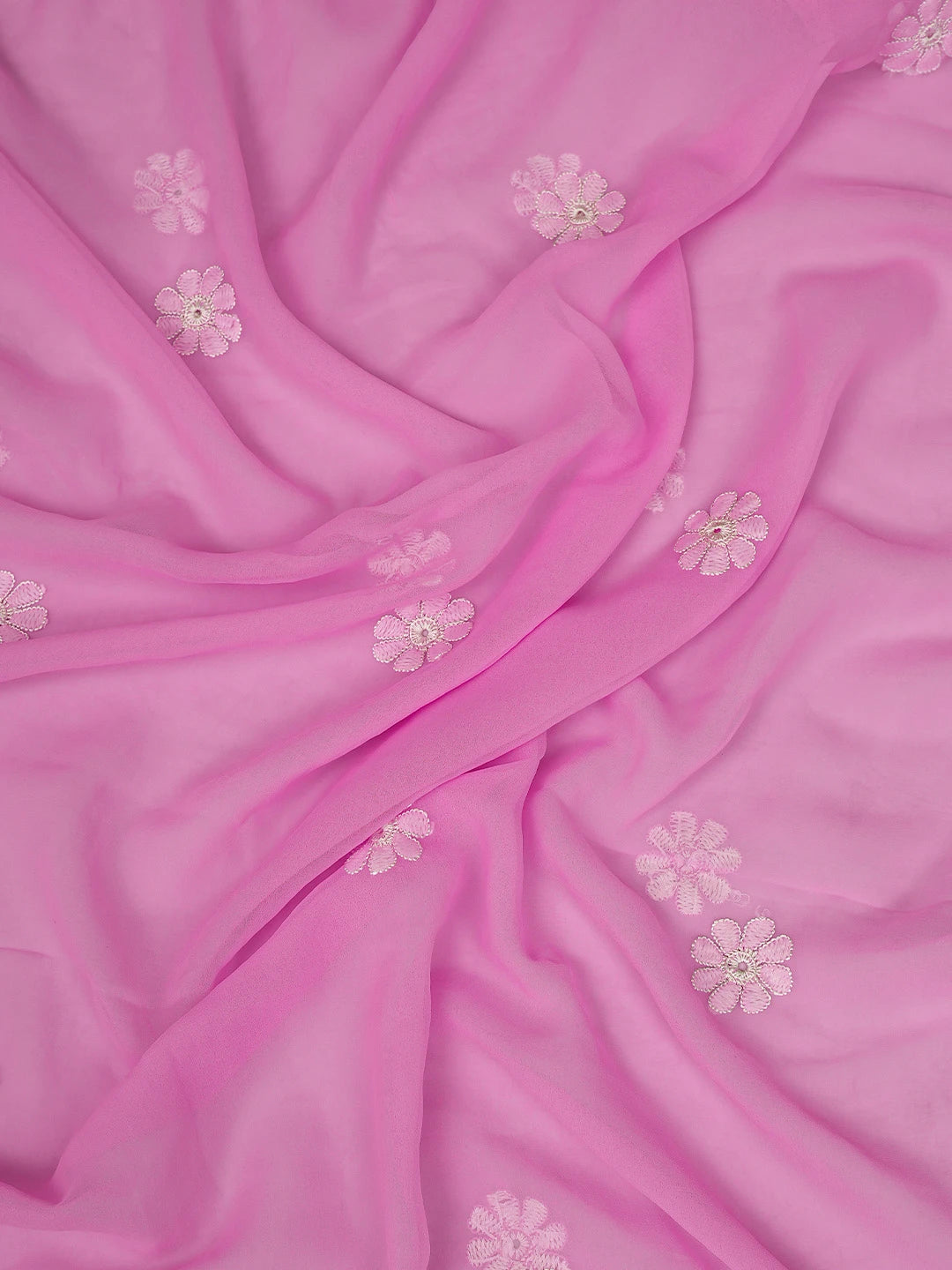 Ada Hand Embroidered Pink Georgette Lucknowi Chikankari Unstitched Suit Piece 01A780077