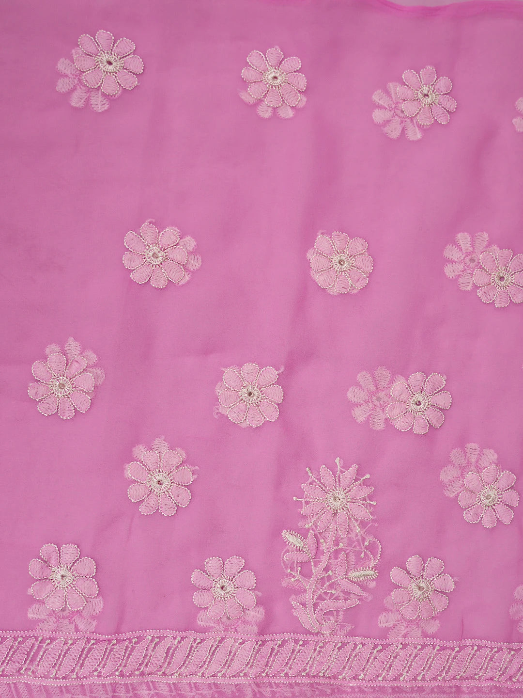 Ada Hand Embroidered Pink Georgette Lucknowi Chikankari Unstitched Suit Piece 01A780077