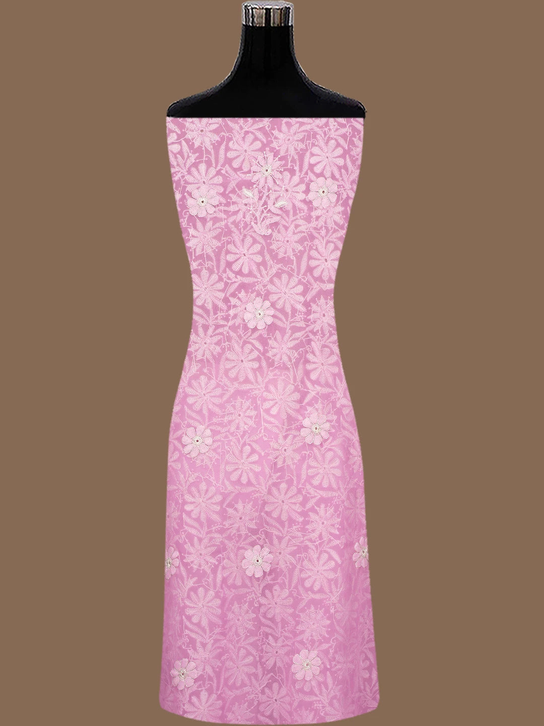 Ada Hand Embroidered Pink Georgette Lucknowi Chikankari Unstitched Suit Piece 01A780077