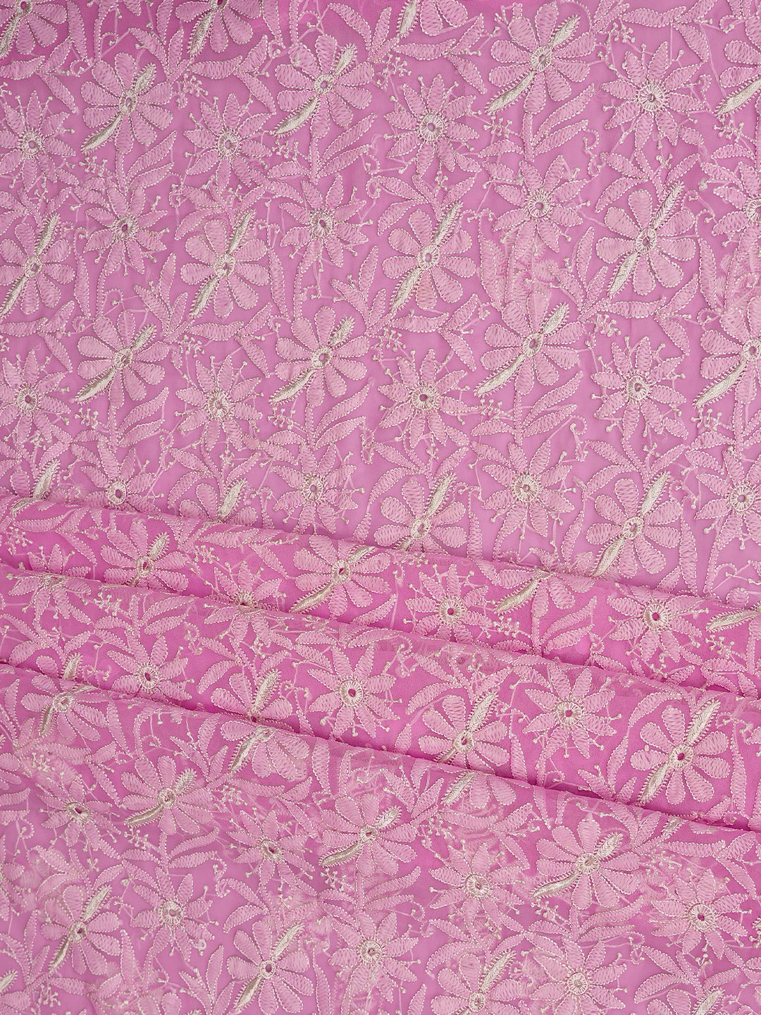 Ada Hand Embroidered Pink Georgette Lucknowi Chikankari Unstitched Suit Piece 01A780077
