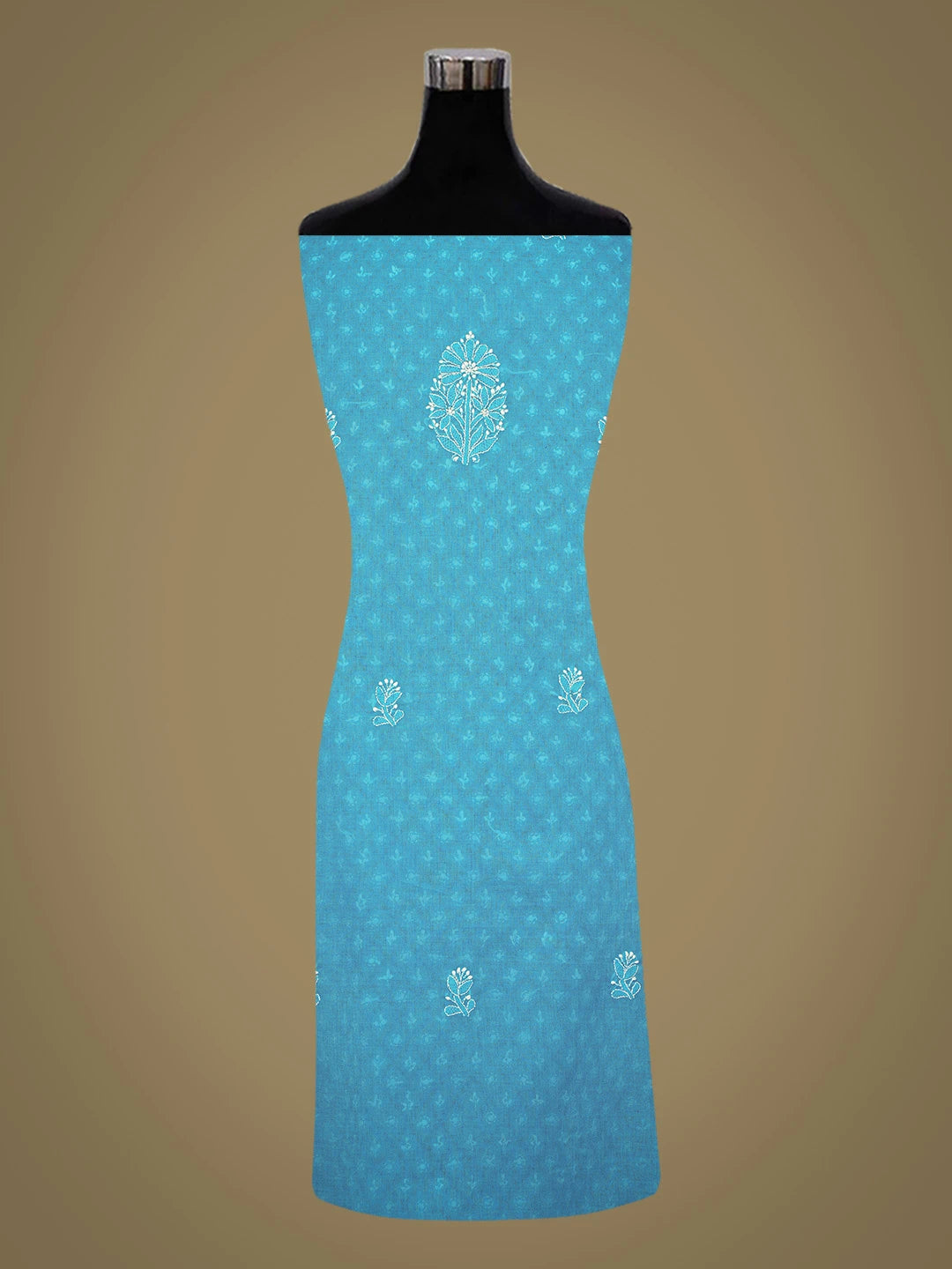 Ada Hand Embroidered Blue Cotton Lucknowi Chikankari Unstitched Suit Piece 01A784898