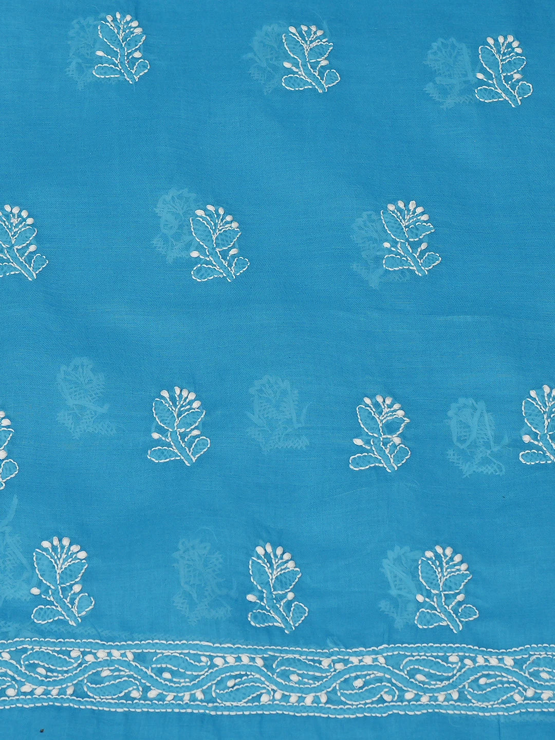 Ada Hand Embroidered Blue Cotton Lucknowi Chikankari Unstitched Suit Piece 01A784898