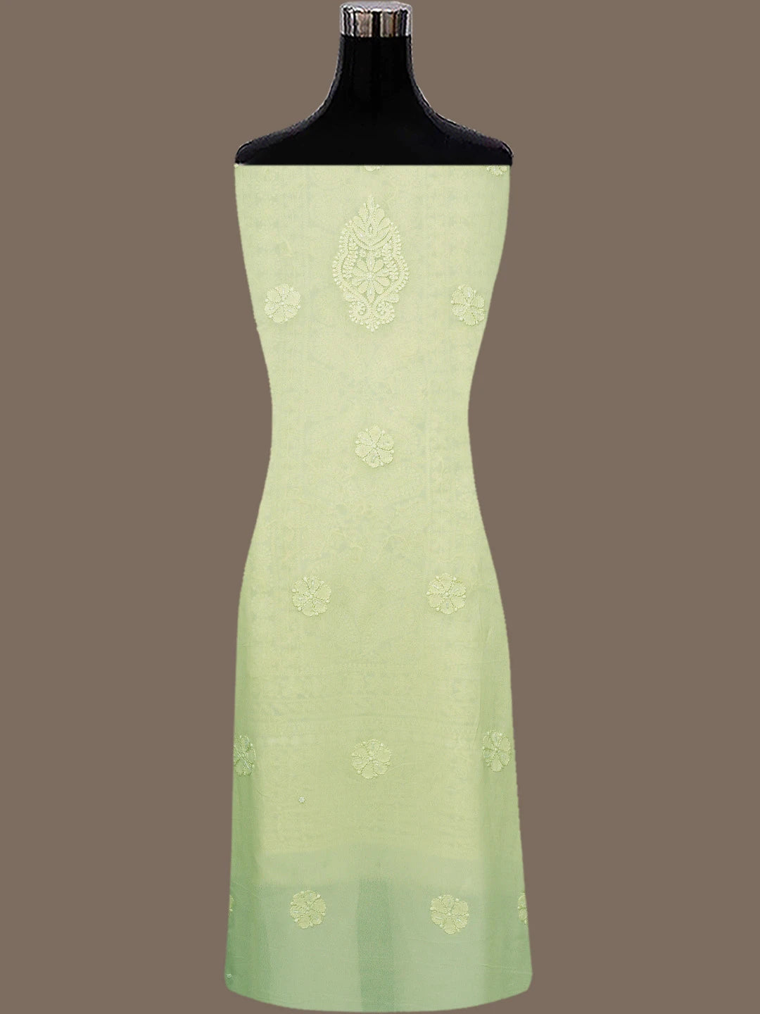 Ada Hand Embroidered Light Pista Green Viscose Georgette Lucknowi Chikankari Unstitched Kurta Dupatta Set With Cutdana Work 01A724180
