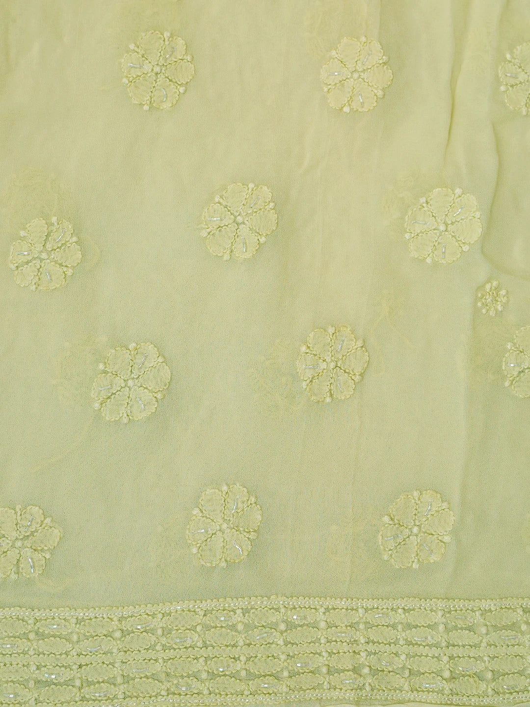 Ada Hand Embroidered Light Pista Green Viscose Georgette Lucknowi Chikankari Unstitched Kurta Dupatta Set With Cutdana Work 01A724180