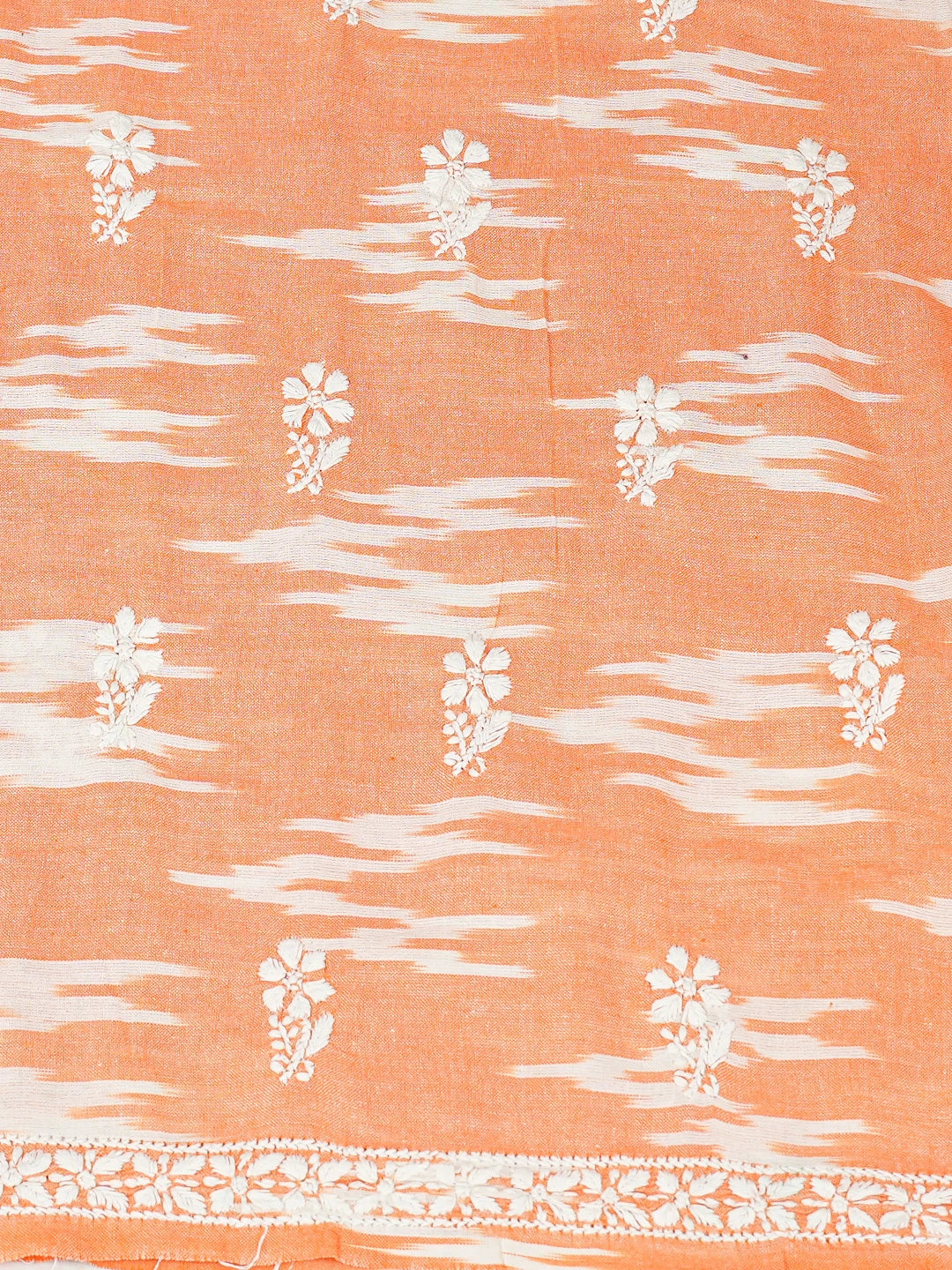 Ada Hand Embroidered Orange Cotton Lucknowi Chikankari Unstitched Suit Piece 01A388623