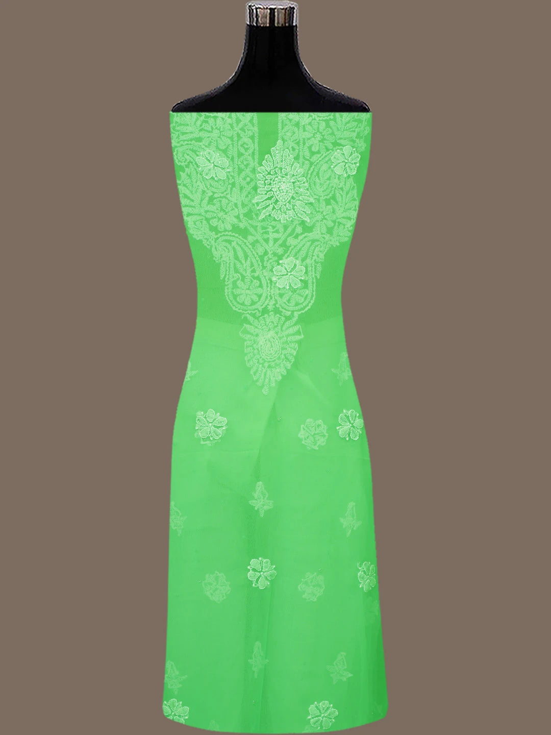 Ada Hand Embroidered Green Georgette Lucknowi Chikankari Unstitched Suit Piece With Sequinned Work 01A760890