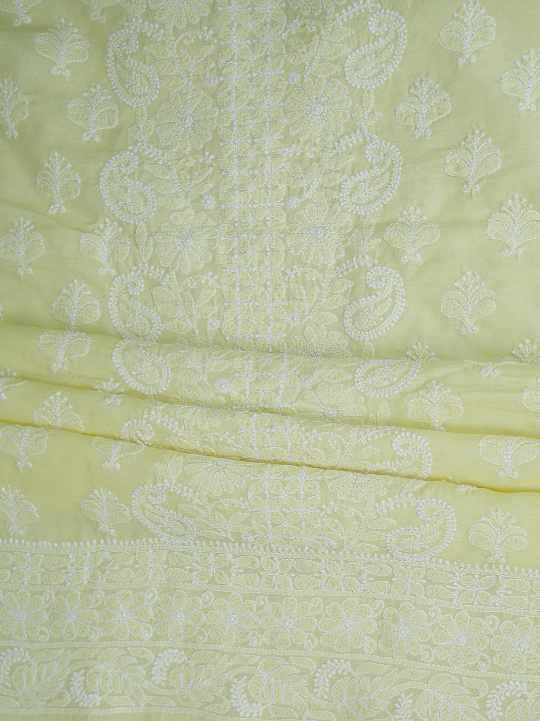 Ada Hand Embroidered Lemon Cotton Lucknowi Chikankari Unstitched Suit Piece 01A787257