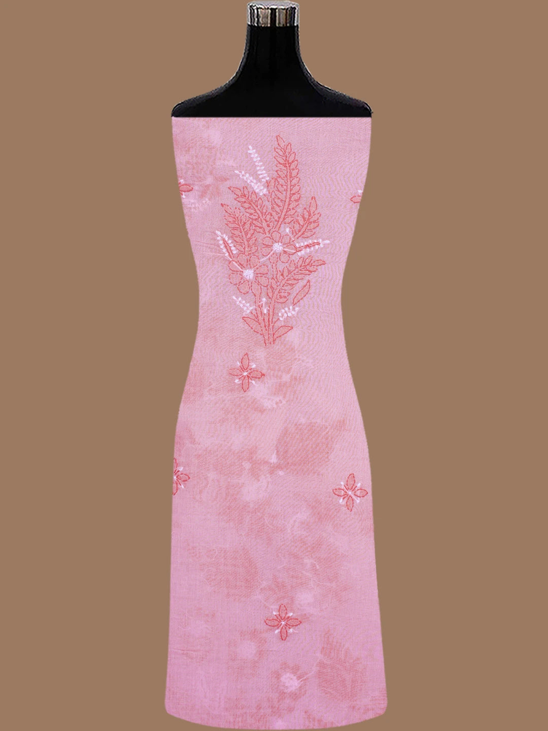 Ada Hand Embroidered Pink Cotton Lucknowi Chikankari Unstitched Suit Piece 01A786684