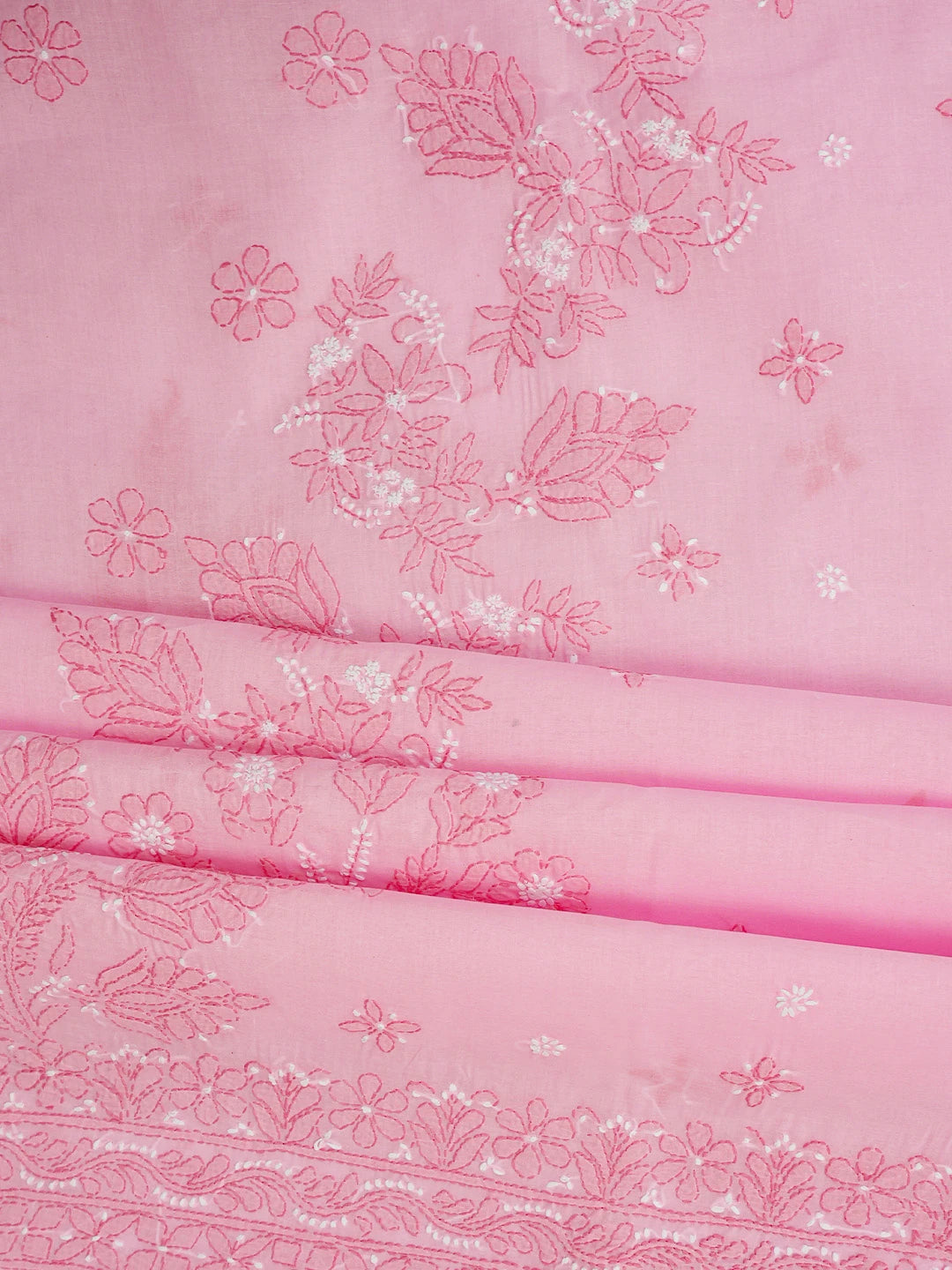 Ada Hand Embroidered Pink Cotton Lucknowi Chikankari Unstitched Suit Piece 01A786684