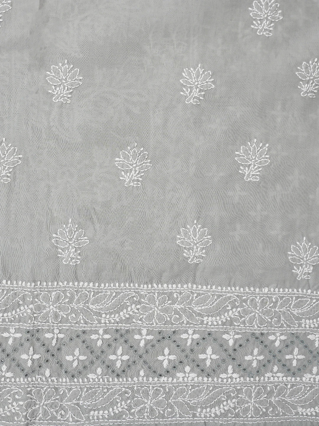 Ada Hand Embroidered Grey Cotton Lucknowi Chikankari Unstitched Suit Piece 01A784896