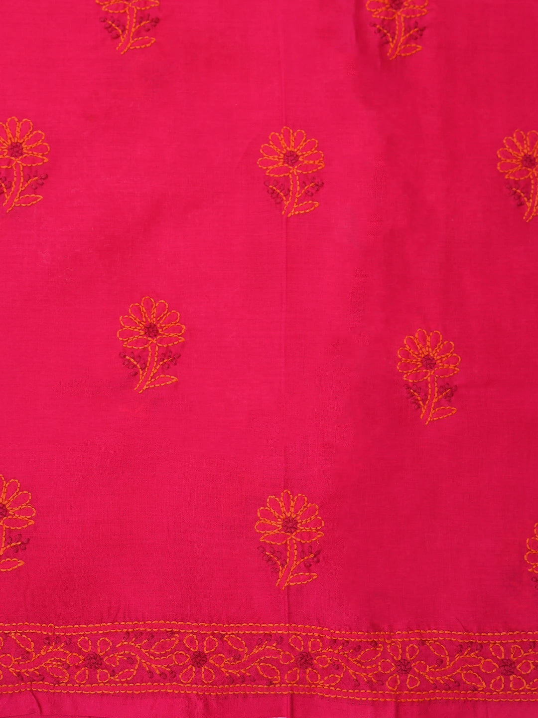 Ada Hand Embroidered Magenta Cotton Lucknowi Chikankari Unstitched Suit Piece 01A736053