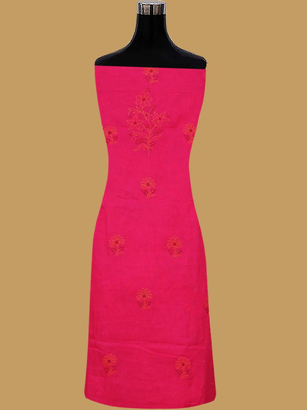Ada Hand Embroidered Magenta Cotton Lucknowi Chikankari Unstitched Suit Piece 01A736053