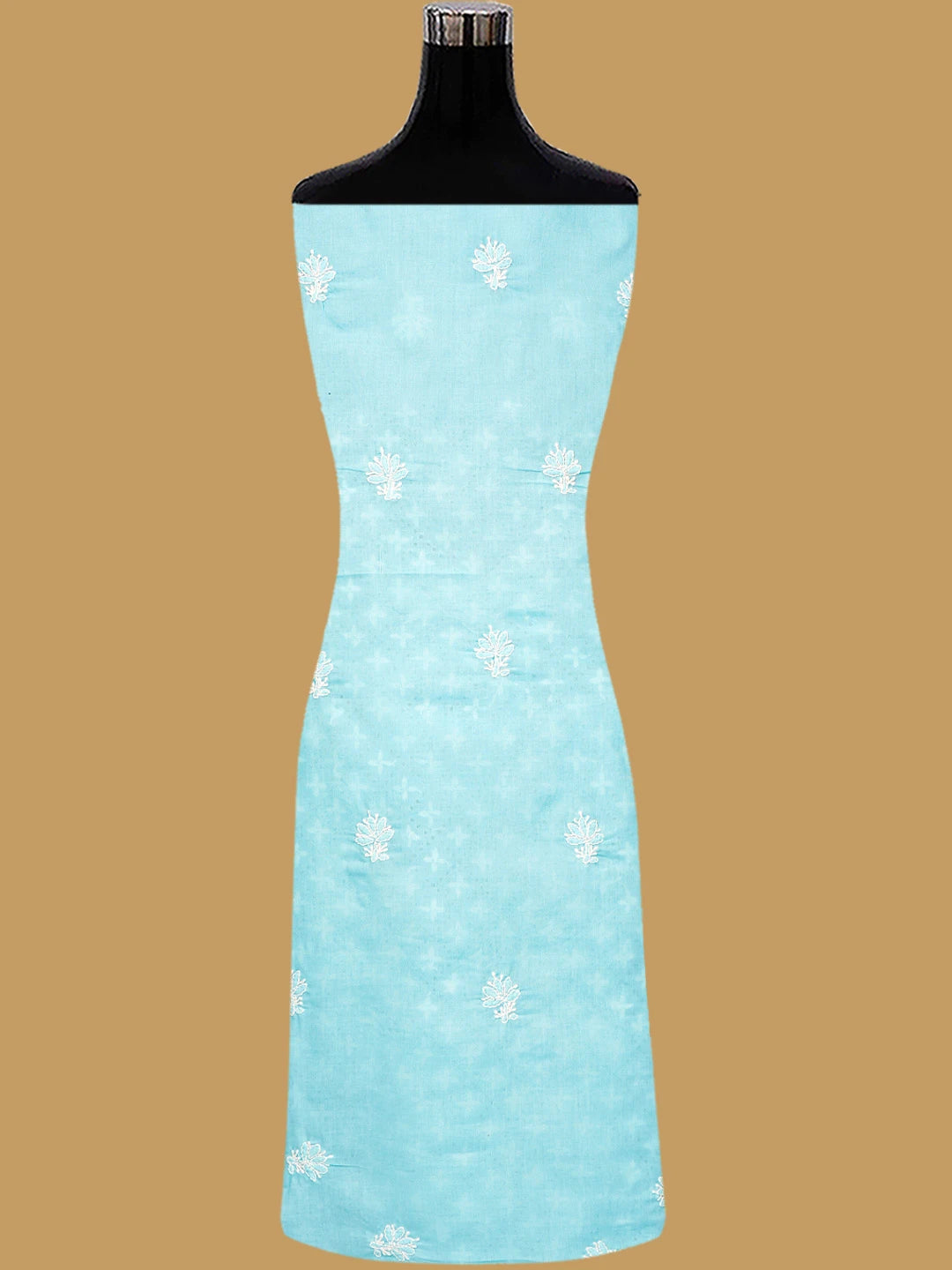 Ada Hand Embroidered Sky Blue Cotton Lucknowi Chikankari Unstitched Suit Piece 01A784904