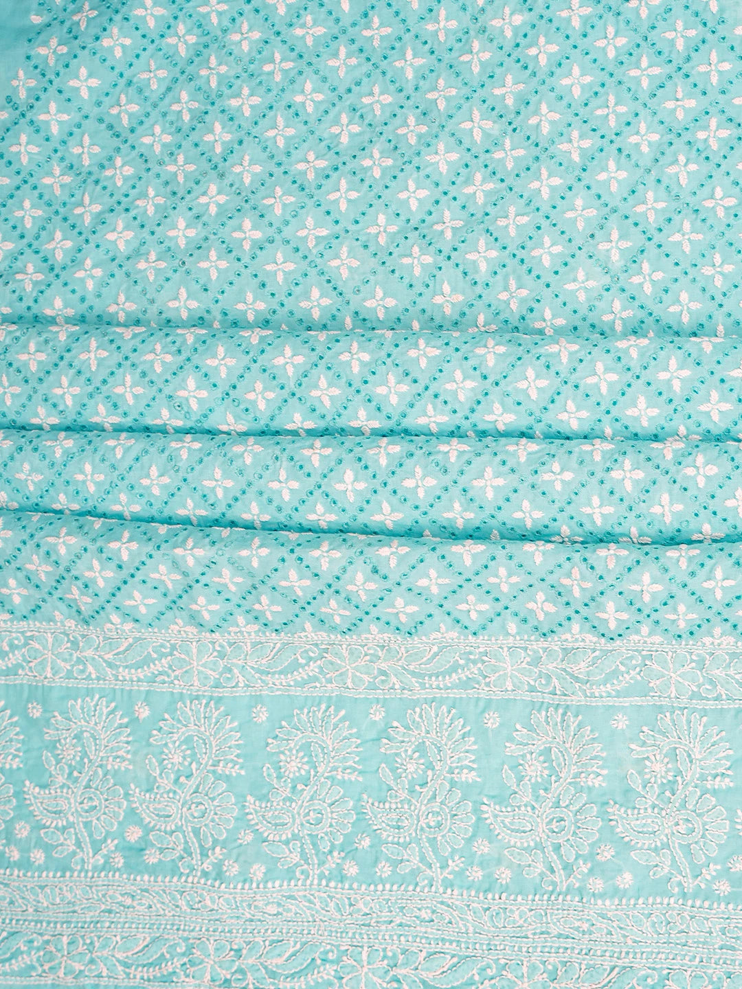 Ada Hand Embroidered Sky Blue Cotton Lucknowi Chikankari Unstitched Suit Piece 01A784904