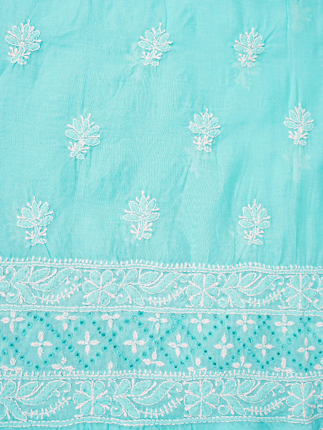 Ada Hand Embroidered Sky Blue Cotton Lucknowi Chikankari Unstitched Suit Piece 01A784904