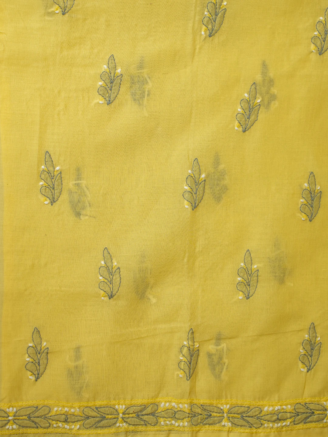 Ada Hand Embroidered Lemon Cotton Lucknowi Chikankari Unstitched Suit Piece 01A779598