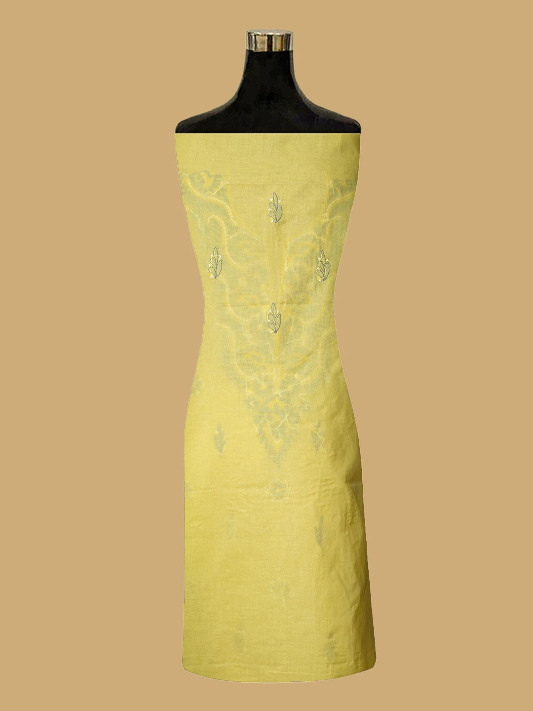 Ada Hand Embroidered Lemon Cotton Lucknowi Chikankari Unstitched Suit Piece 01A779598