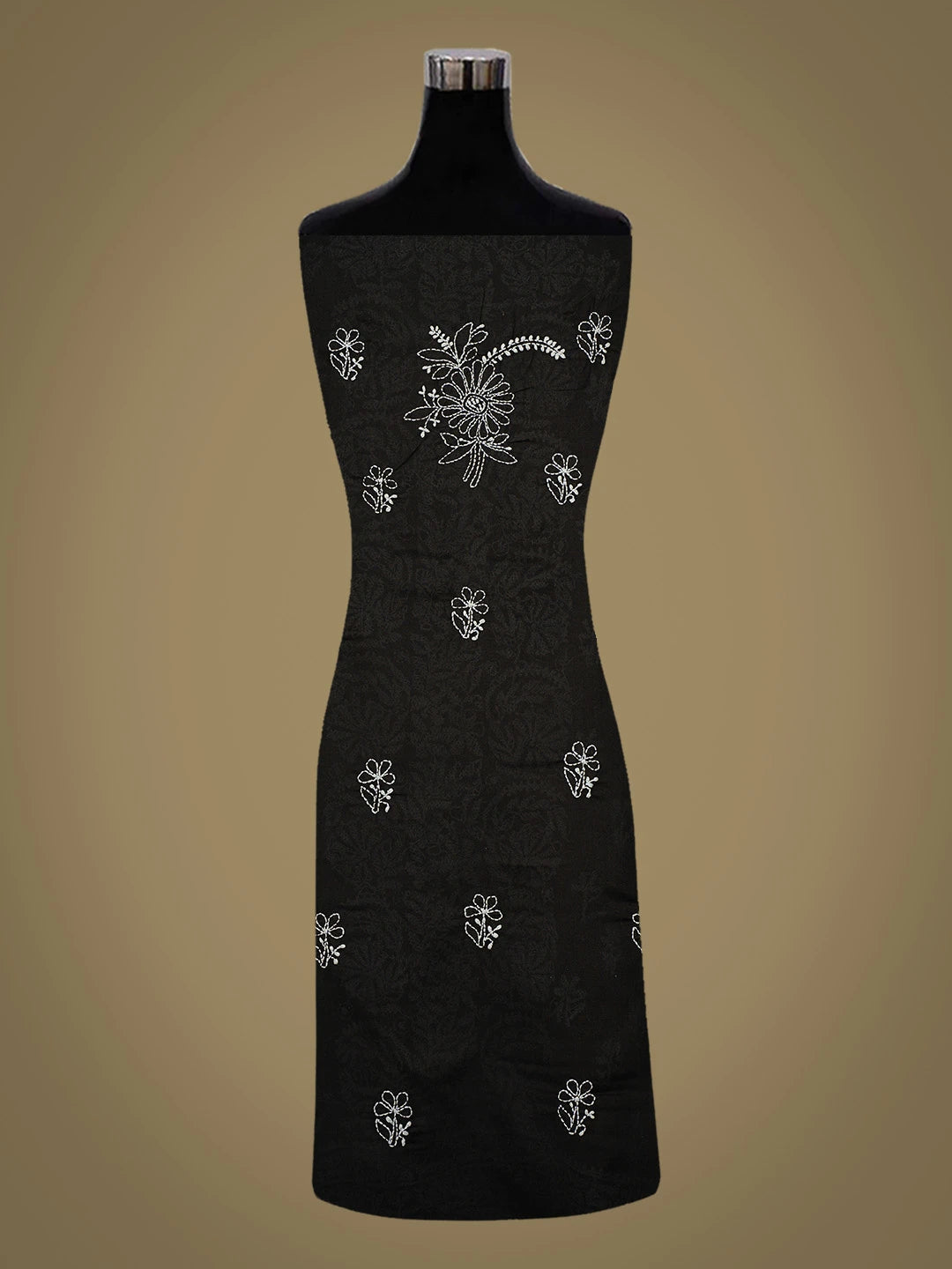 Ada Hand Embroidered Black Cotton Lucknowi Chikankari Unstitched Suit Piece 01A642842
