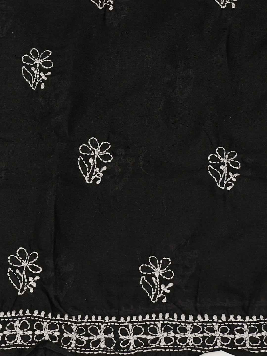 Ada Hand Embroidered Black Cotton Lucknowi Chikankari Unstitched Suit Piece 01A642842