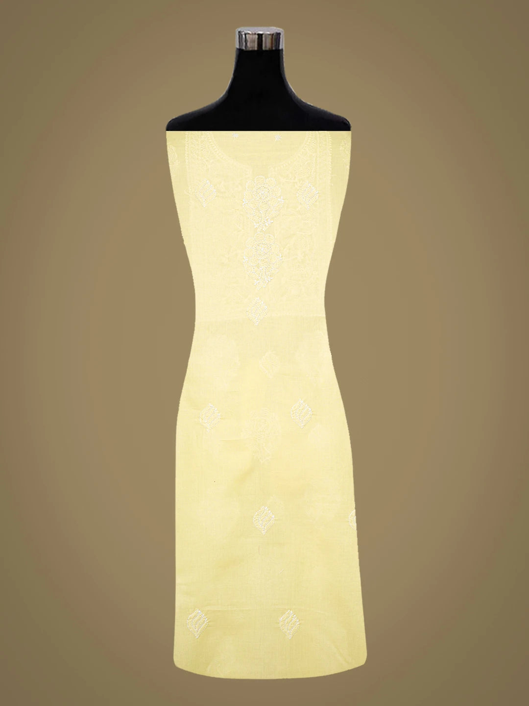Ada Hand Embroidered Yellow Cotton Lucknowi Chikankari Unstitched Kurta Piece 01A772828