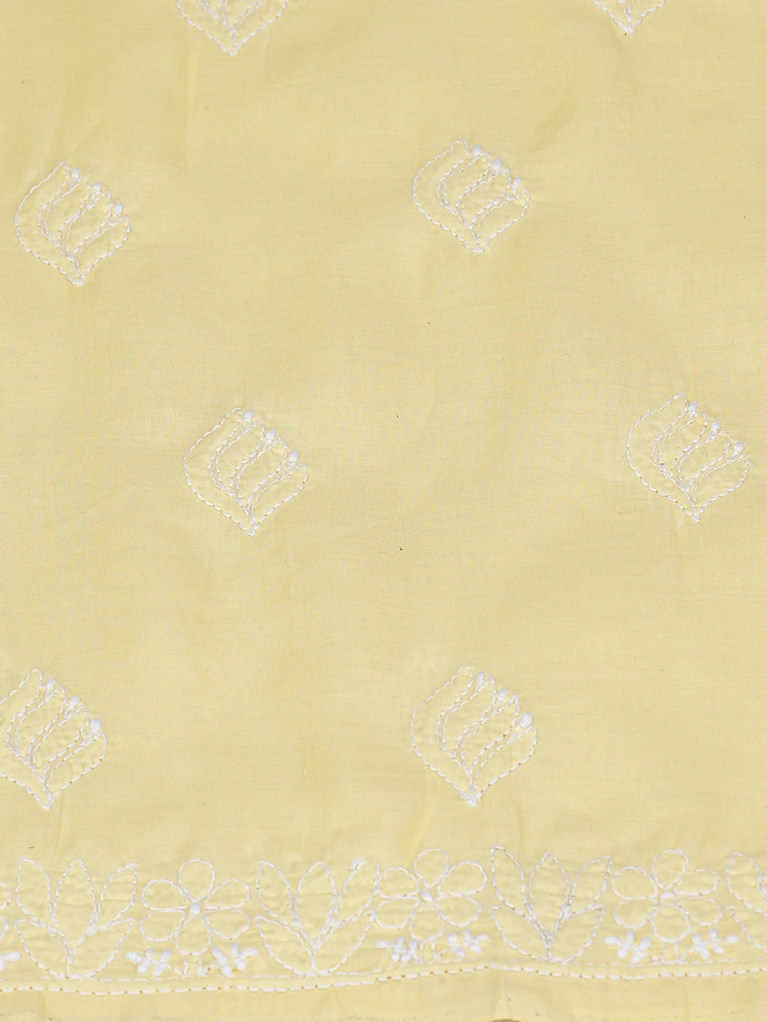 Ada Hand Embroidered Yellow Cotton Lucknowi Chikankari Unstitched Kurta Piece 01A772828