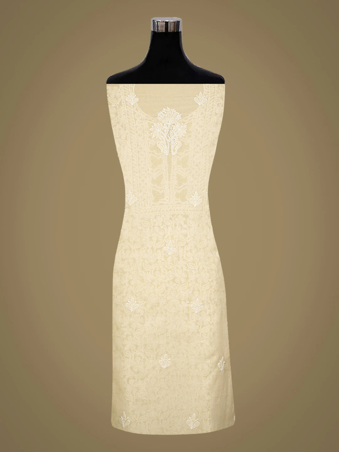 Ada Hand Embroidered Fawn Cotton Lucknowi Chikankari Unstitched Kurta Piece 01A773067