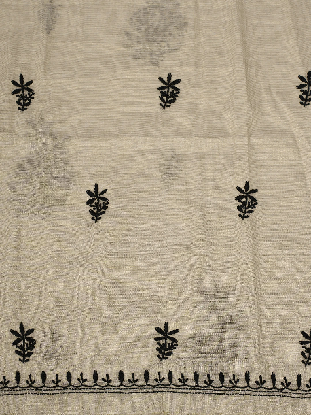 Ada Hand Embroidered Fawn Tissue Lucknowi Chikankari Unstitched Kurta Dupatta Set 01A778736