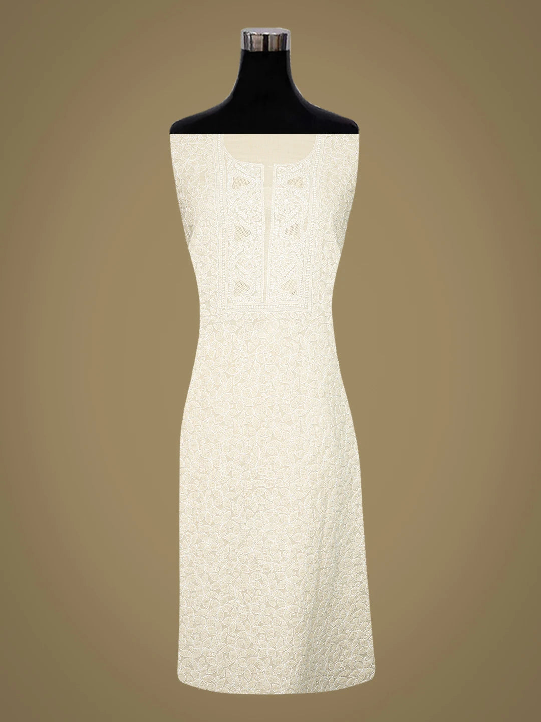 Ada Hand Embroidered Fawn Cotton Lucknowi Chikankari Unstitched Kurta Piece 01A773051
