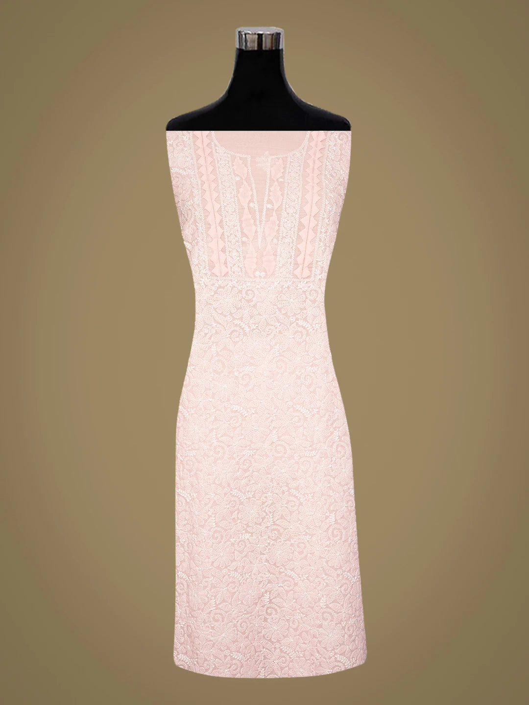 Ada Hand Embroidered Pink Cotton Lucknowi Chikankari Unstitched Kurta Piece 01A772794