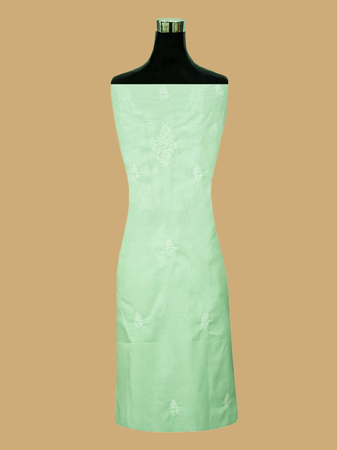 Ada Hand Embroidered Light Green Cotton Lucknowi Chikankari Unstitched Suit Set 01A773549