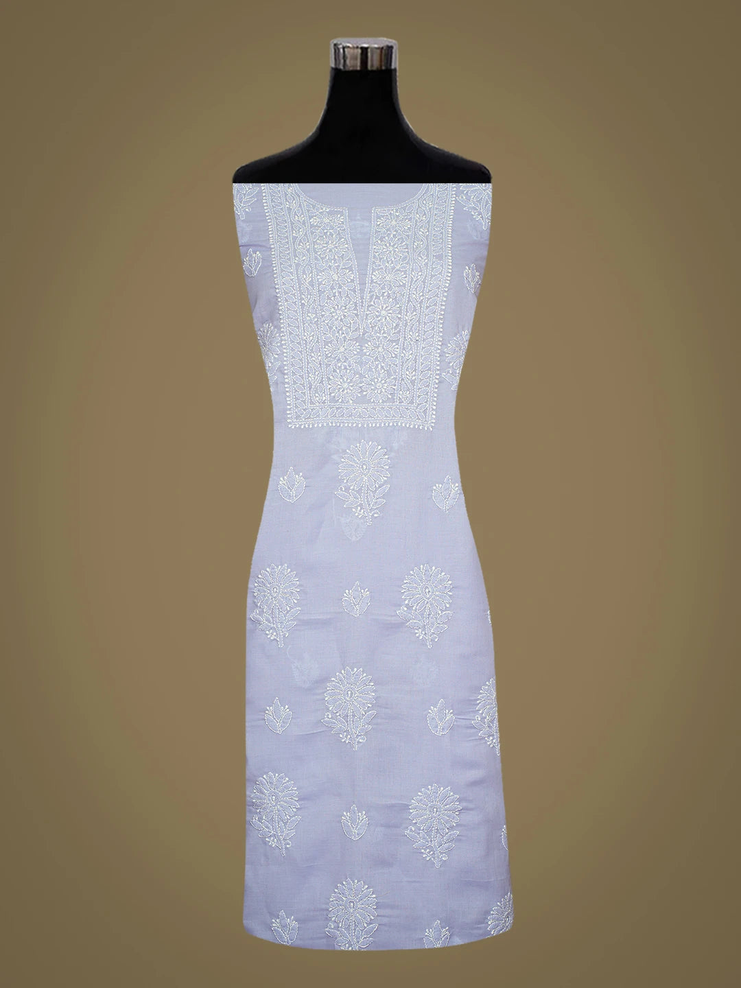 Ada Hand Embroidered Mauve Cotton Lucknowi Chikankari Unstitched Kurta Piece 01A772824