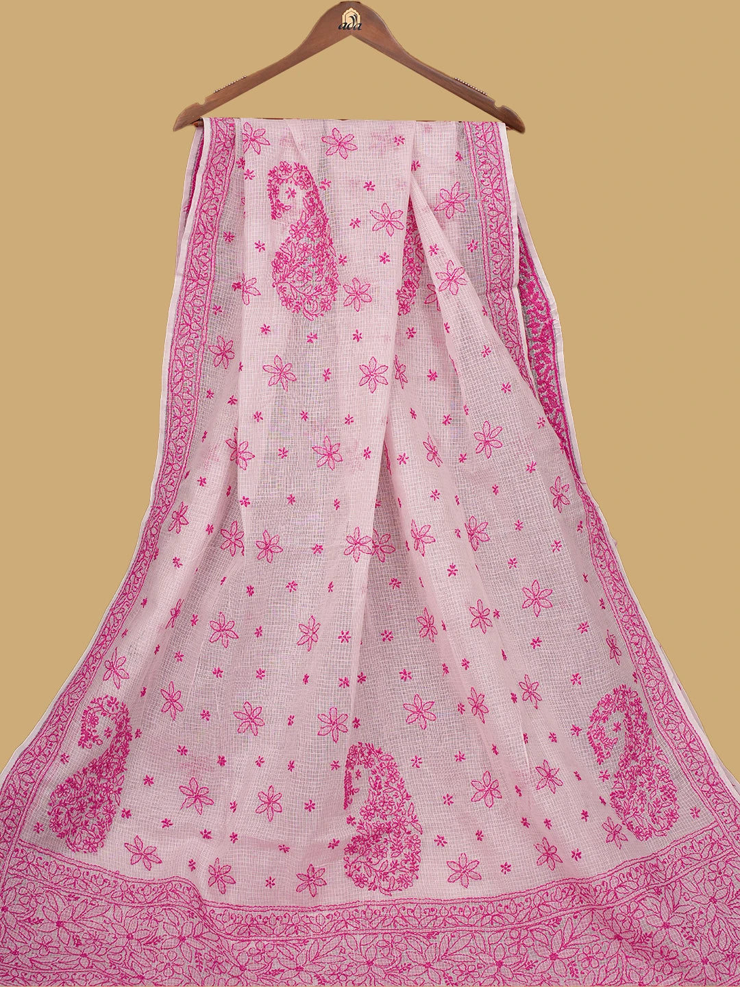 Ada Hand Embroidered Light Pink Kota Lucknowi Chikankari Saree and Blouse 01A778021