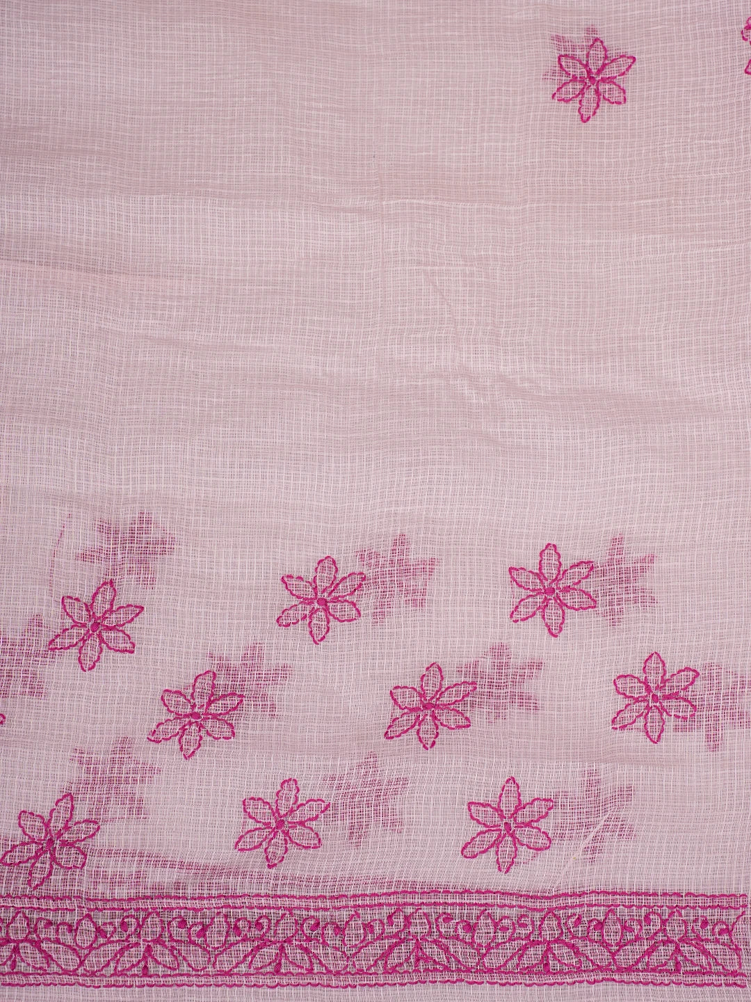 Ada Hand Embroidered Light Pink Kota Lucknowi Chikankari Saree and Blouse 01A778021