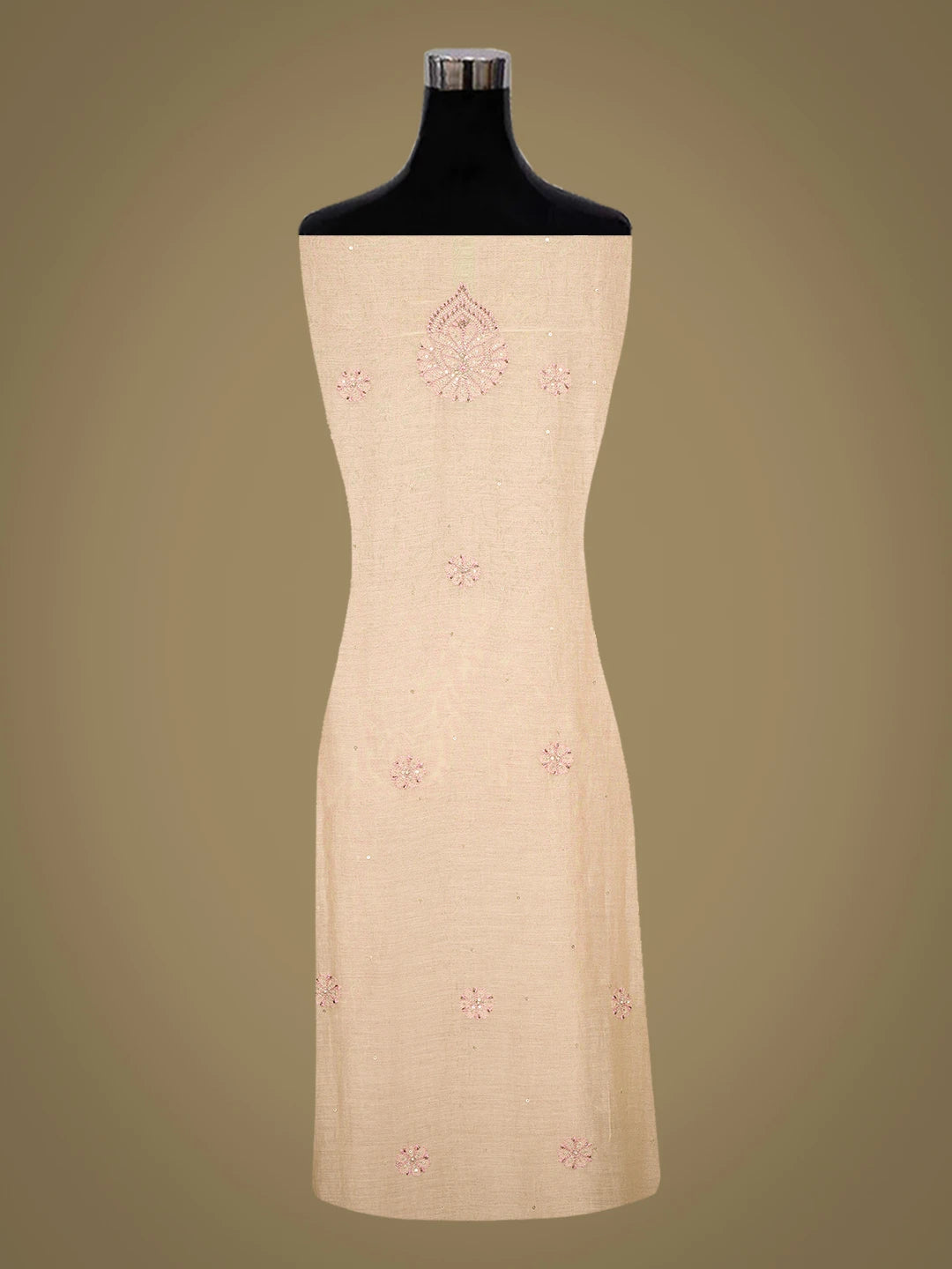 Ada Hand Embroidered Light Yellow Chanderi Lucknowi Chikankari Unstitched Kurta Dupatta Set With Cutdana 01A525347